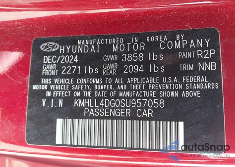 2025 Hyundai Elantra Se z USA, uszkodzony, nr VIN KMHLL4DG0SU957058